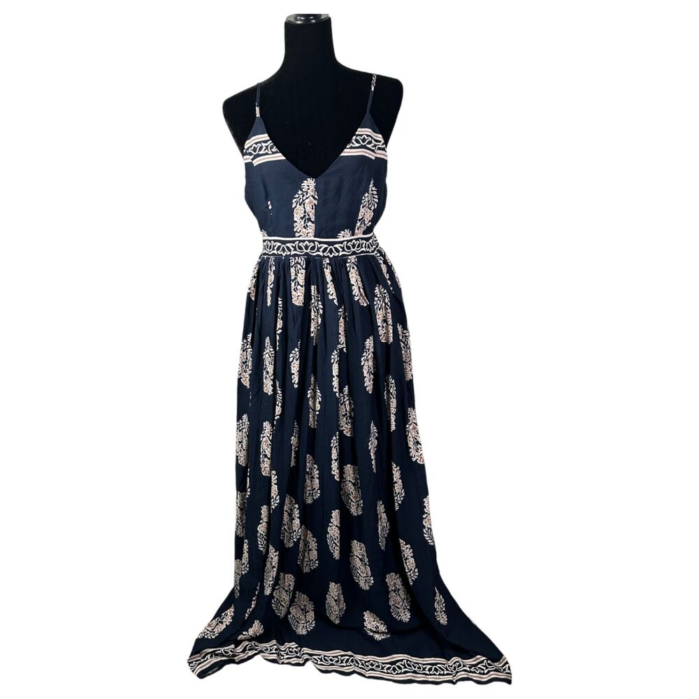 Dress Day Navy Blue Floral Maxi Dress Size Large